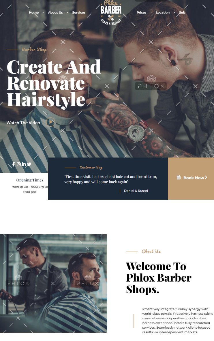 Get website for Barber